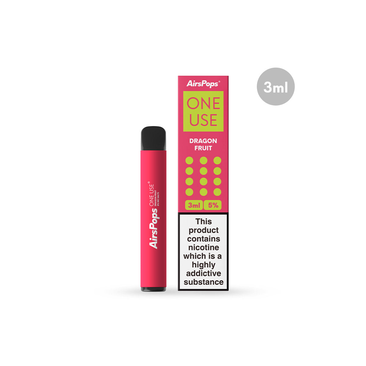 AirsPops ONE USE 3ml - Dragon Fruit GLOBAL AIRSCREAM UK Limited AirsPops ONE USE 3ml - Dragon Fruit GLOBAL AIRSCREAM UK Limited