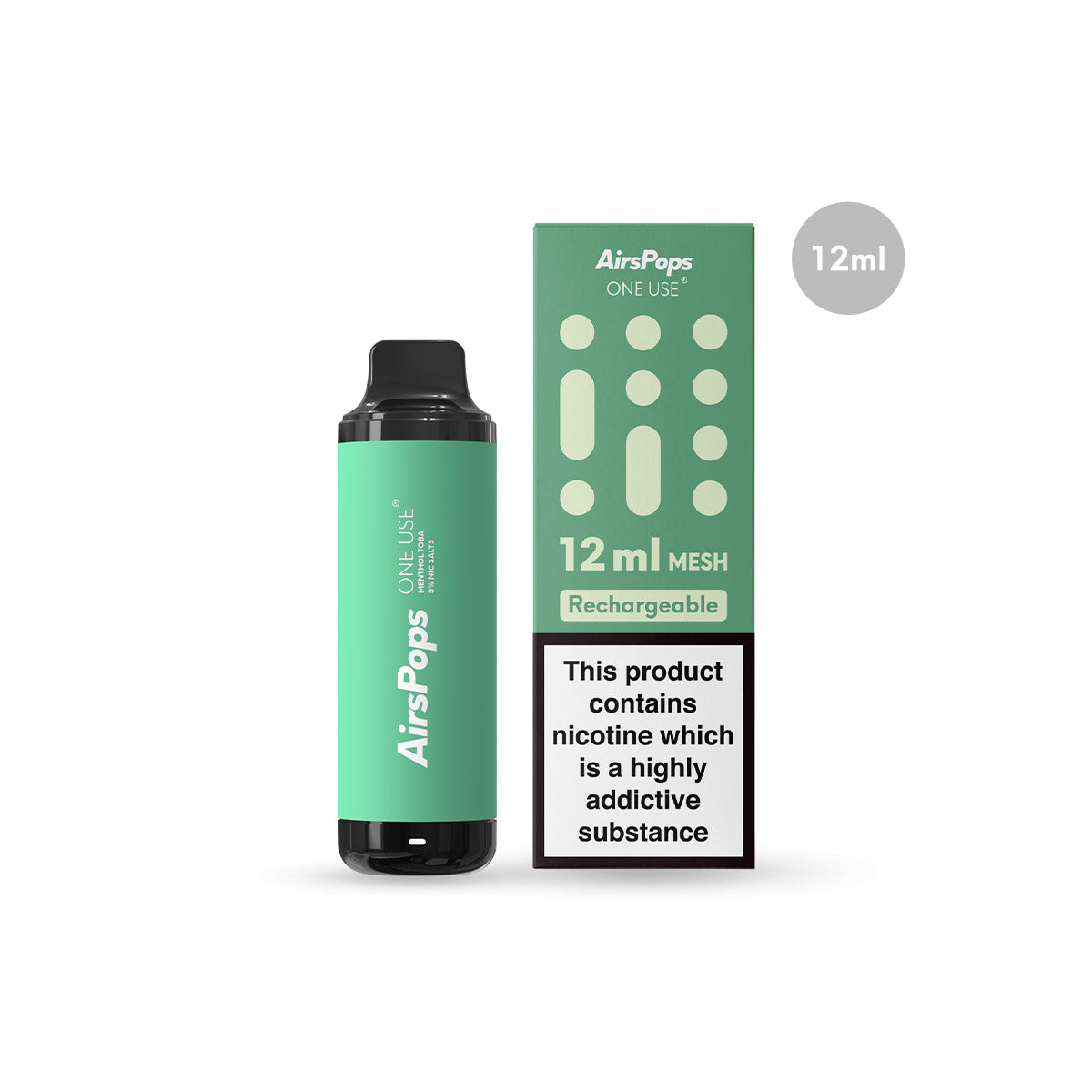 AirsPops ONE USE 12ml Mesh - Menthol Toba GLOBAL AIRSCREAM UK Limited AirsPops ONE USE 12ml Mesh - Menthol Toba GLOBAL AIRSCREAM UK Limited
